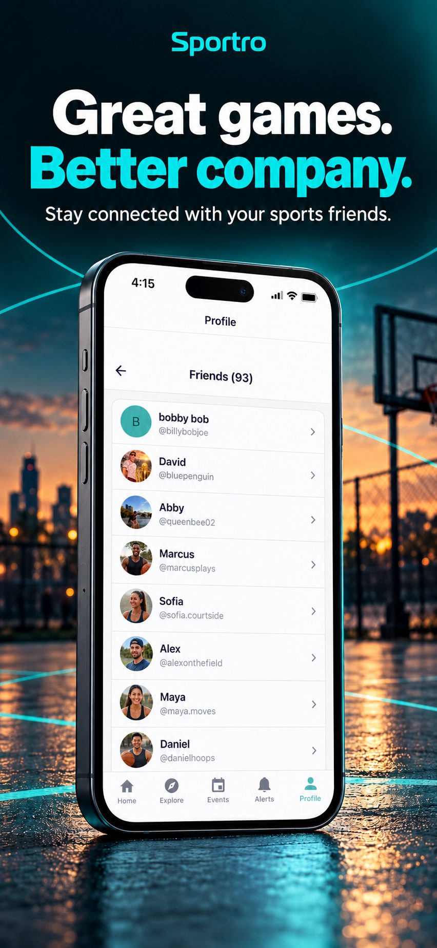 Sportro friends list